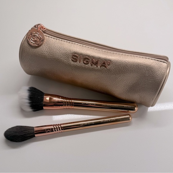Sigma Bloom + Glow Brush Set & Beauty Bag - Rose Gold NWOT - Picture 10 of 12